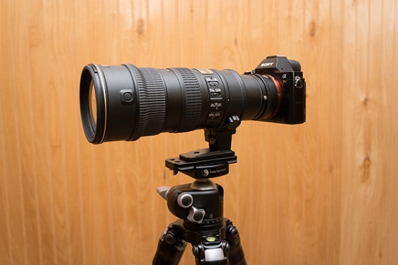 A7R attached to 70-200mm f/2.8 on a Really Right Stuff Tripod. 