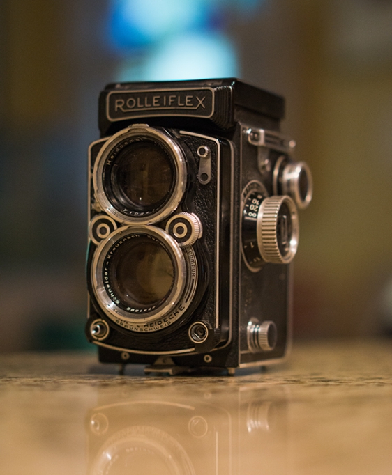 This Rolleiflex was most likely produced from 1956-1959. It is a Twin lens Reflex medium format film camera with a Schneider Xenotar 2.8/80mm lens.